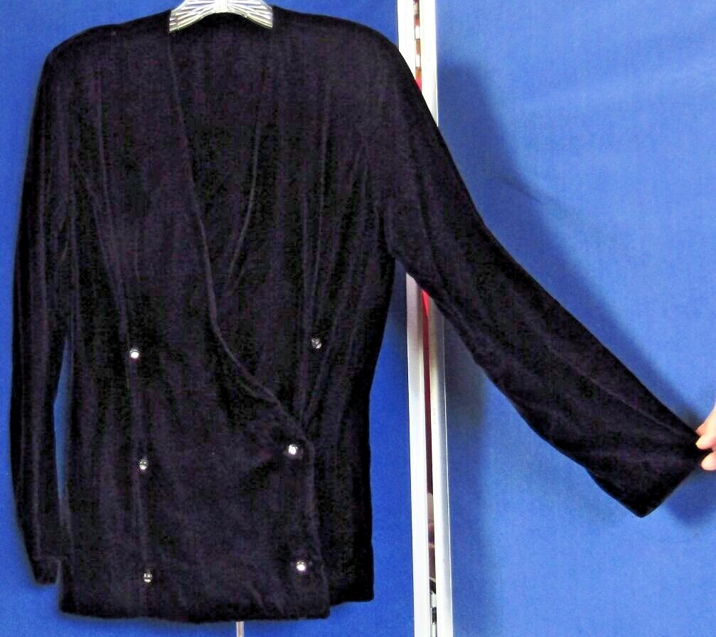 Vintage EUC Double-Breasted VELVET BLAZER by MS INTERPRET Black Made in USA Sz 8
