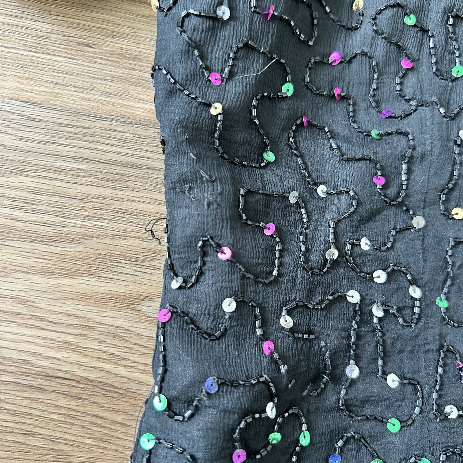 VTG Silk Sequin Beaded Dress Party 80s Sparkle NYE 90s Cocktail Homecoming Large