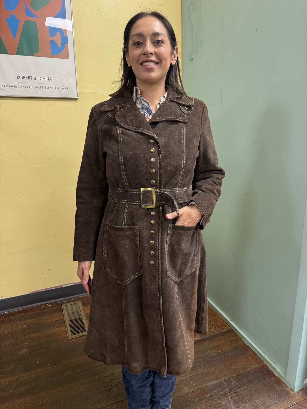 Vintage 70s Montgomery Ward The Tannery Brown Suede Coat M
