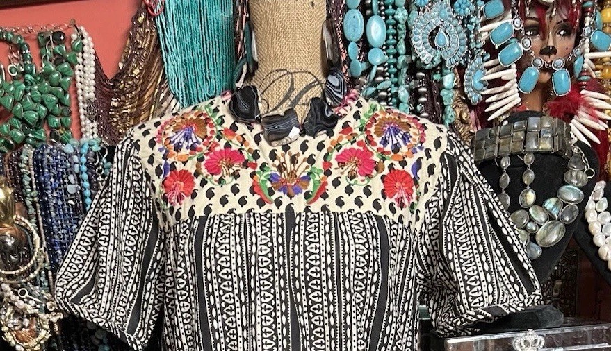 Beautiful “Sister Mary” Black And White Floral Multi Color Embroidery Oaxacan ML