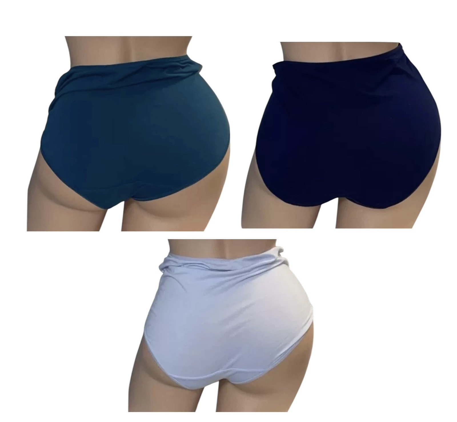 Lot of 3 Felina Purple Blue & Black Silky Smooth High Waisted Panties Womens L
