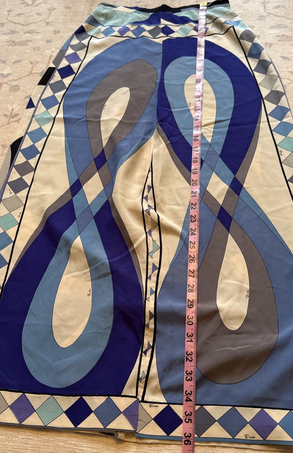 Vintage Emilio Pucci Silk Blend Maxi Skirt “Onde Wave” Pattern XS