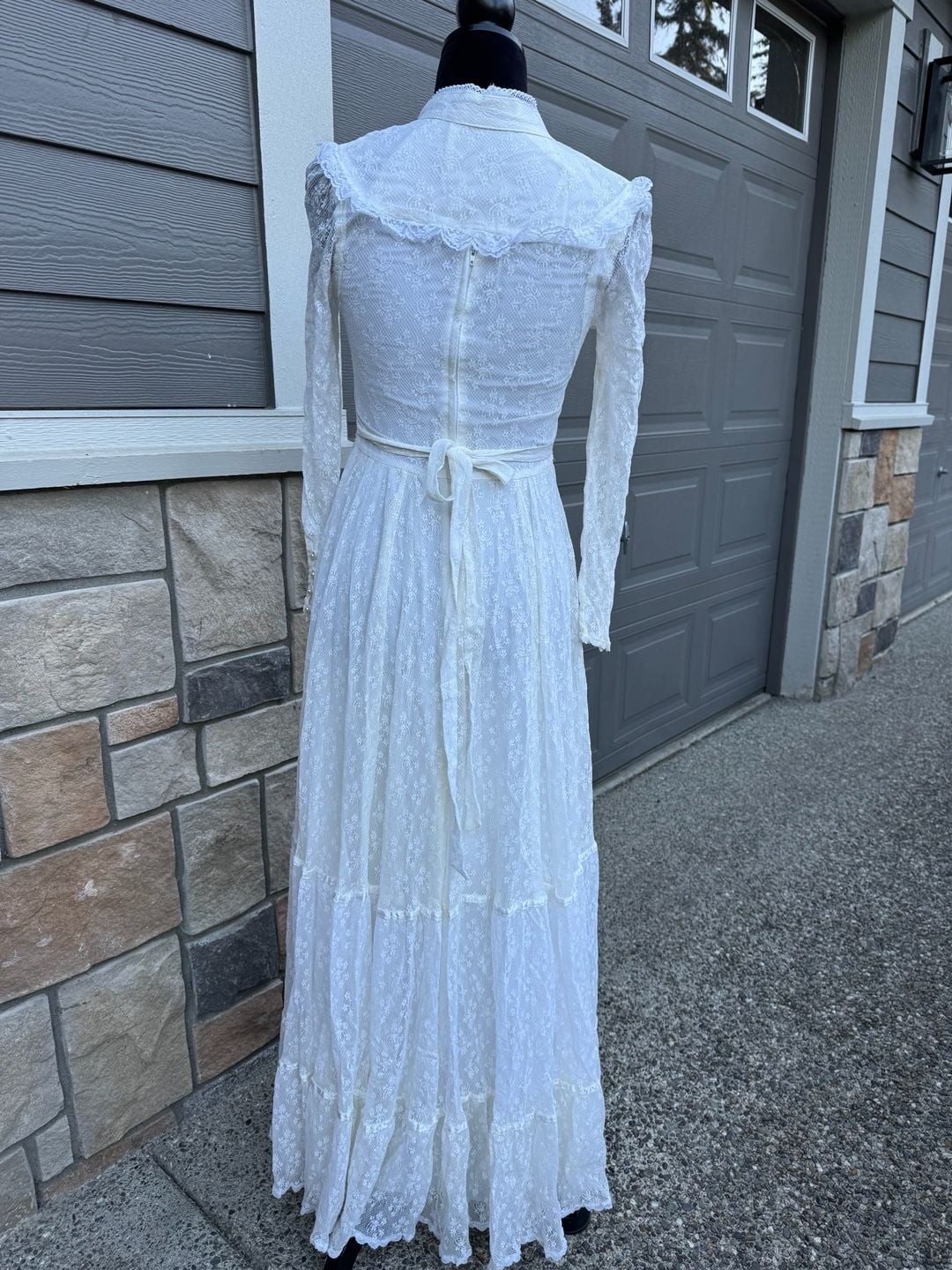 Vintage 70s Gunne Sax Romantic Renaissance Bridal Maxi Lace Dress Sz 8-9?