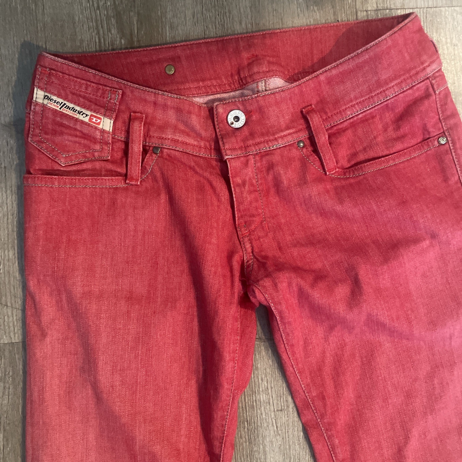 Vintage Diesel Red Faded Skinny Jeans Made In Italy Size 27