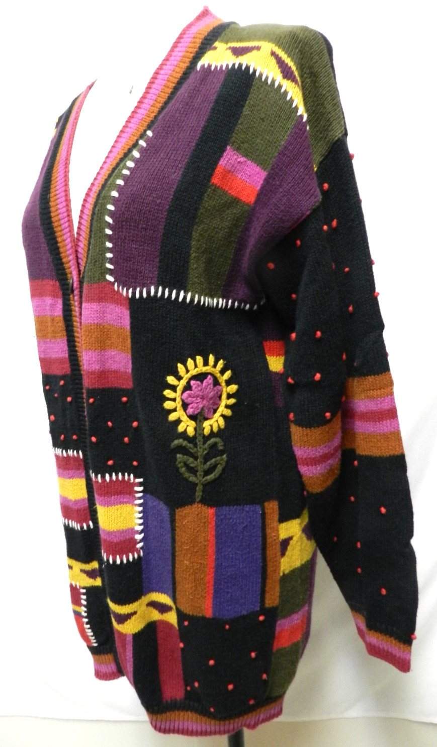 Bonnie and Bill Vintage cardigan sweater Sunflower Oversized Size Sz Medium Md M