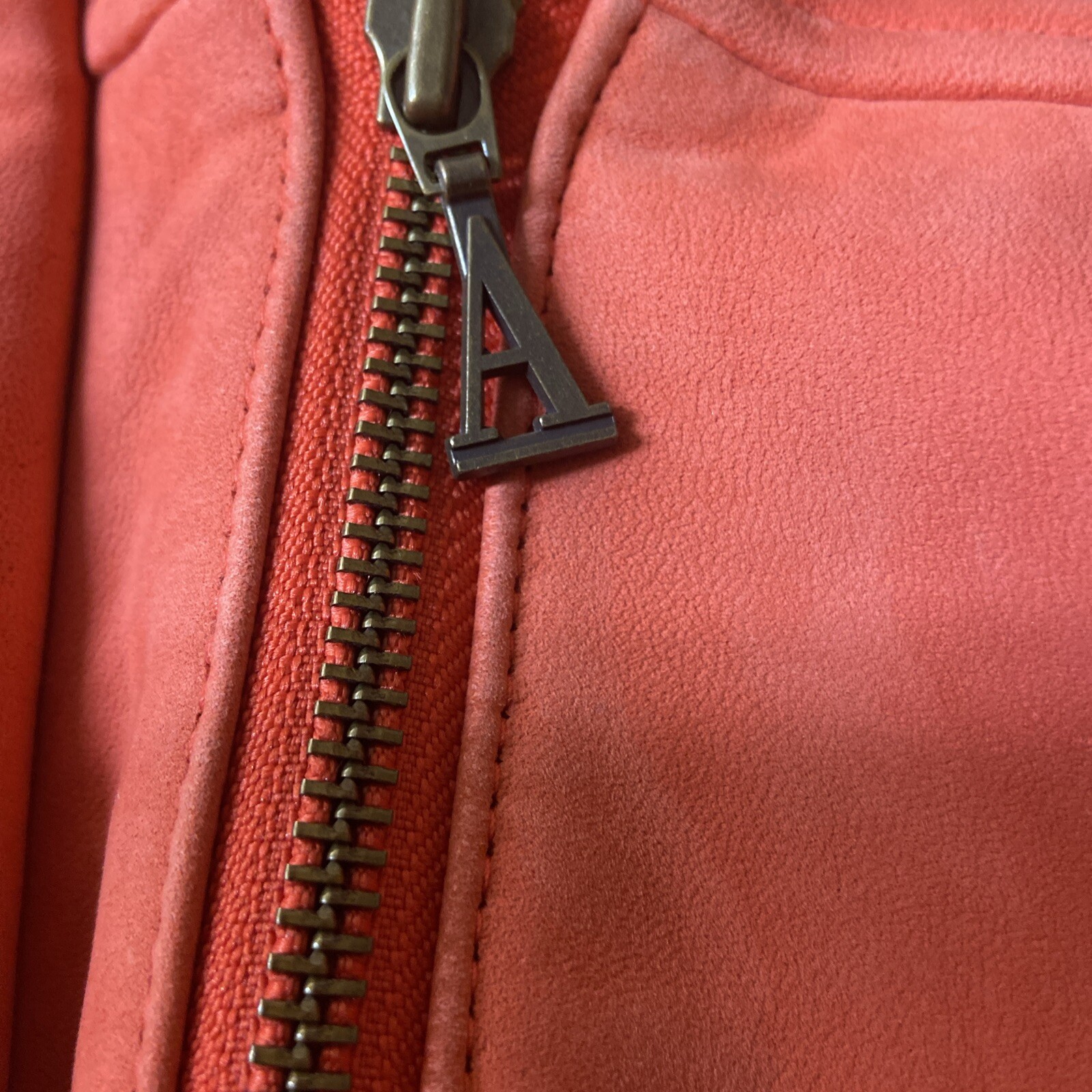 Vtg Suede Leather Jacket Zip Snap Button „A LINE” ANNE KLEIN Salmon Size XS?