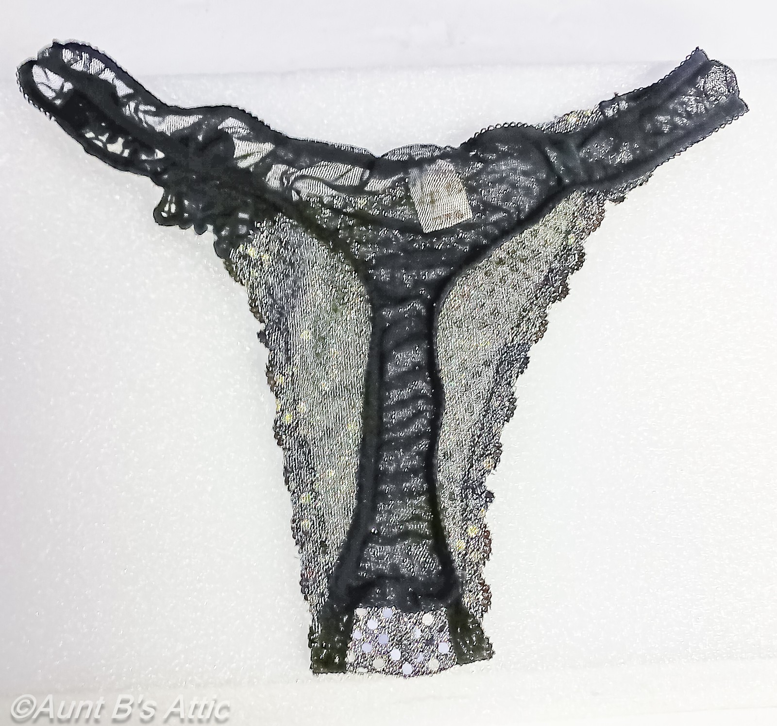 Vintage 80’s Mona V Intimates Silver Sequin Sexy Nighty & Thong Set Lg-XL