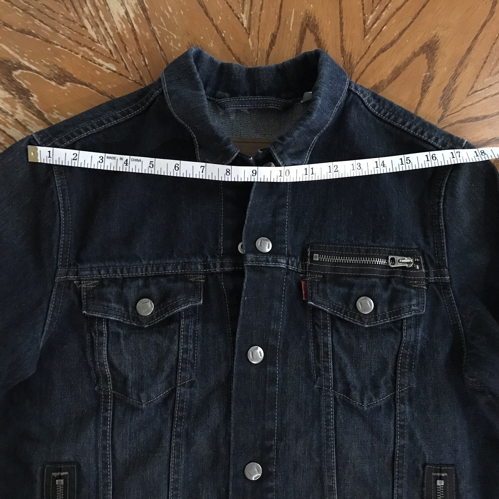 LEVIS Jean Jacket Moto Style Trucker #57540 Denim Zipper Rare Snaps Vintage XL