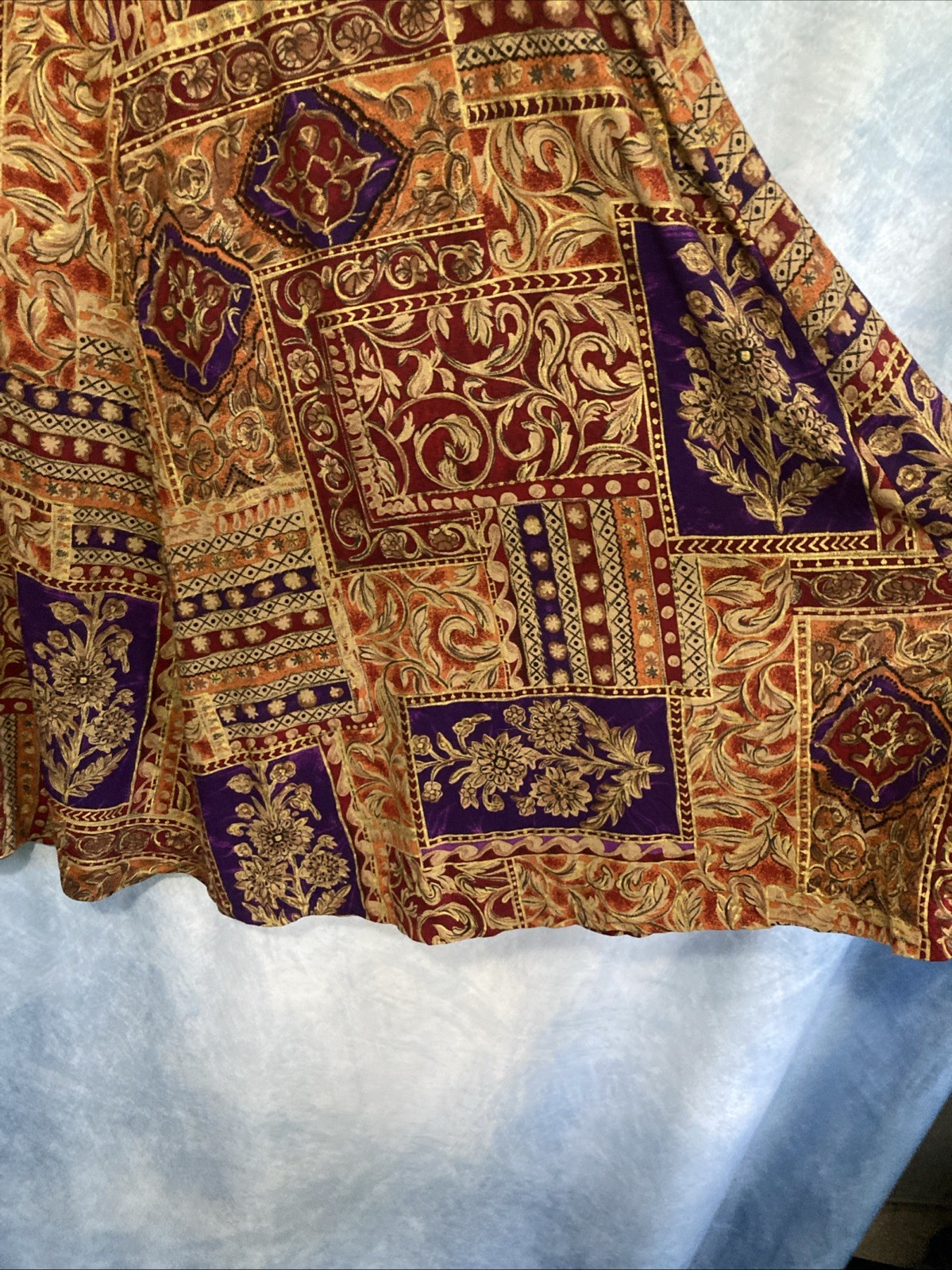 Vtg 80s 90s More Jazz Rayon Blouse Skirt Set Plus Sz 18 Tapestry Boho Floral USA