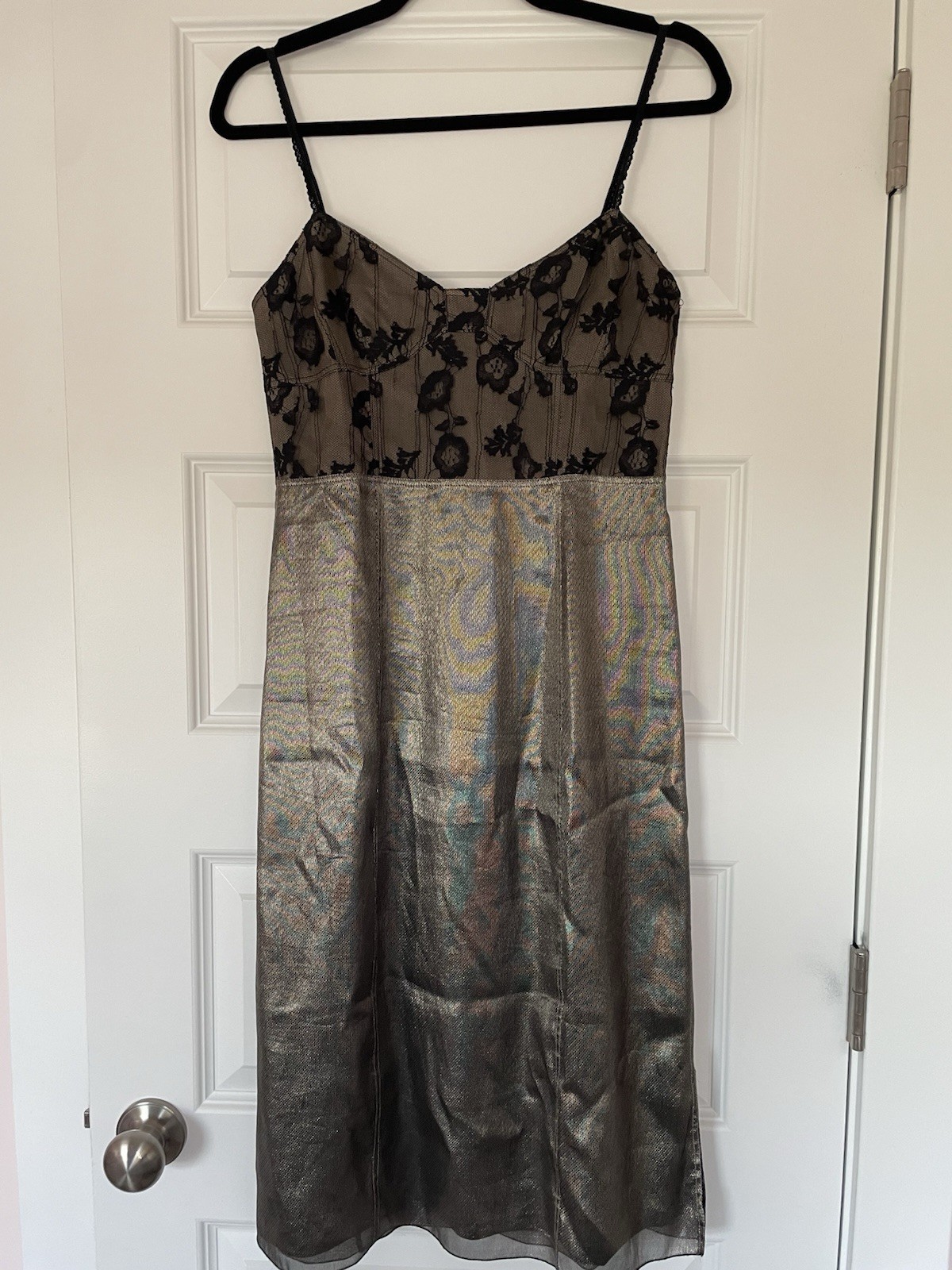 Marc Jacobs Vintage Lace Bustier and Metallic Silk Dress, Lace Straps, Size 0