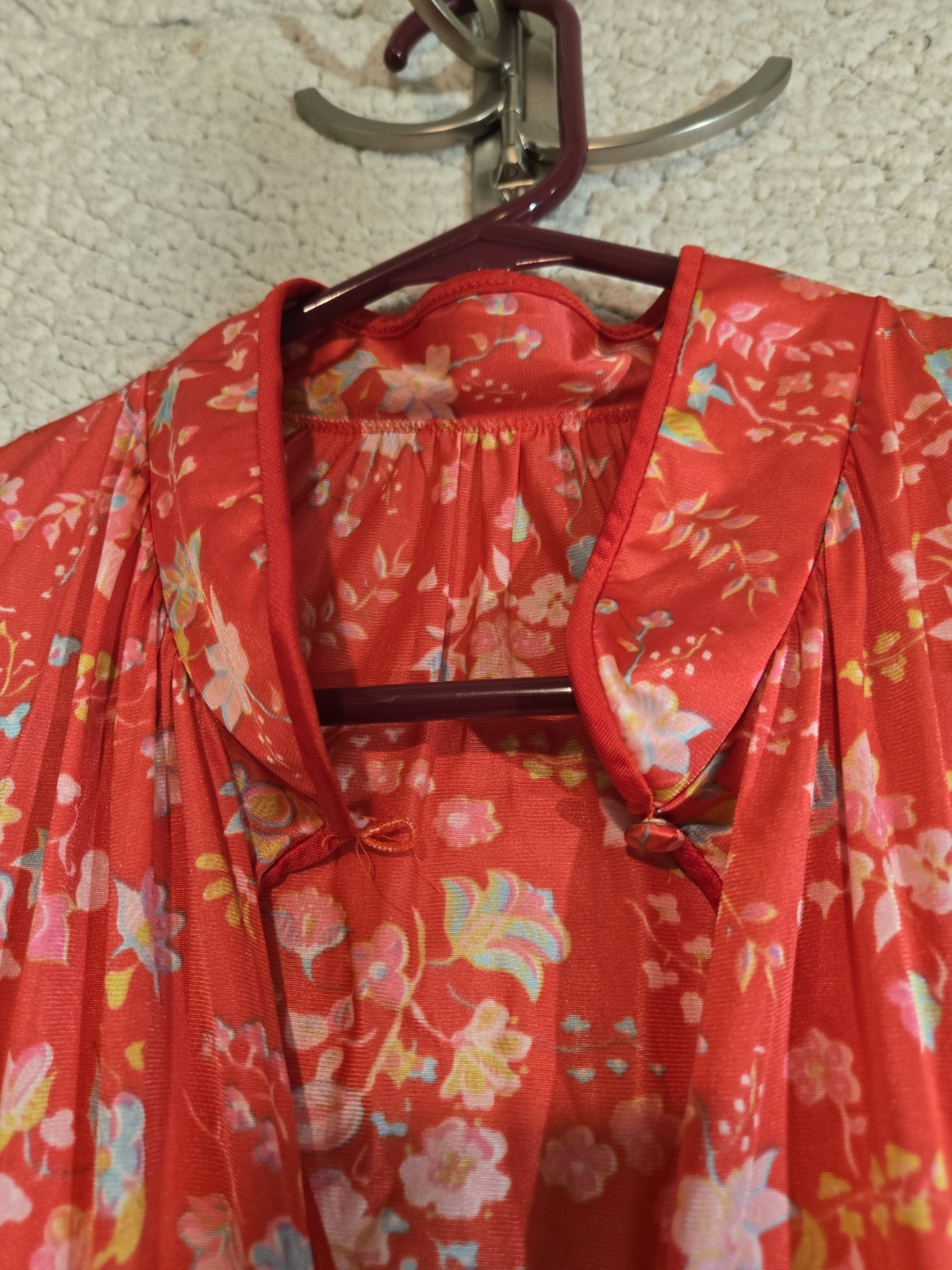 Vintage Vanity Fair Dressing Gown Robe 1980s L Floral Lounge Wear Retro Modest
