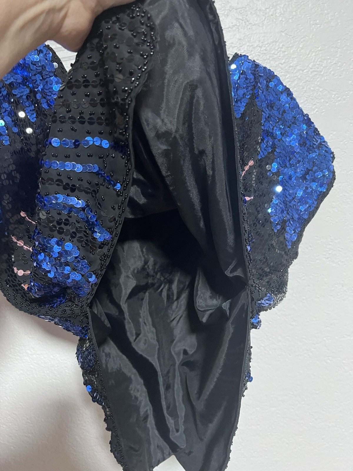 Vtg Disco 1980s Sequin Butterfly Top Batwing Dolman Sleeve Hand Embroidered
