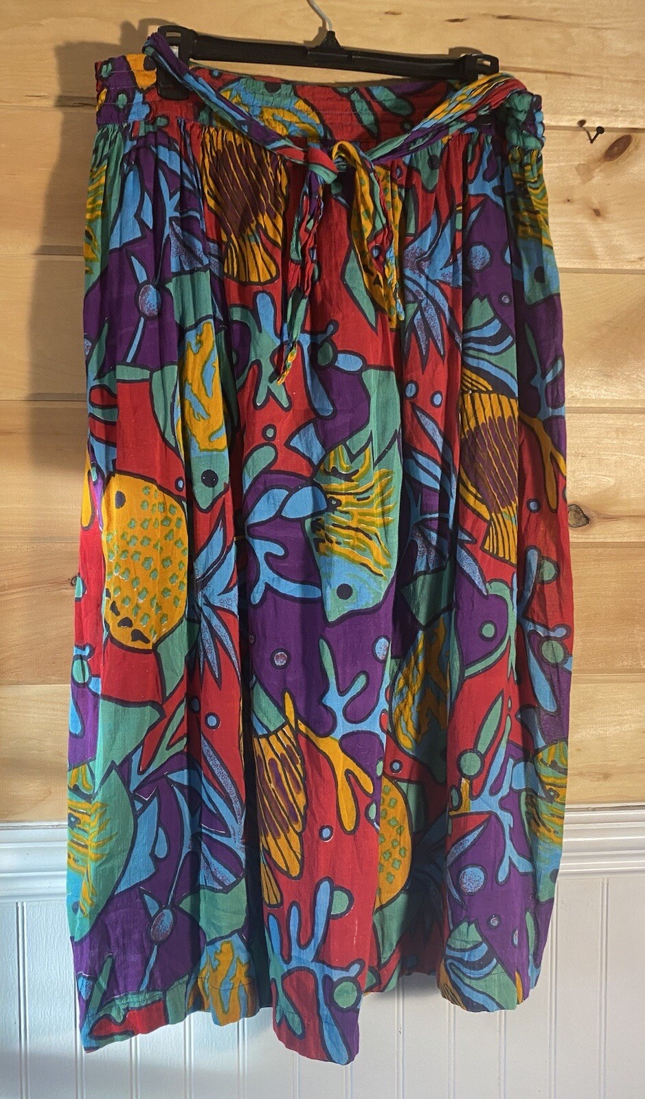 VTG Phool Tropical Fish Print Maxi Skirt Small