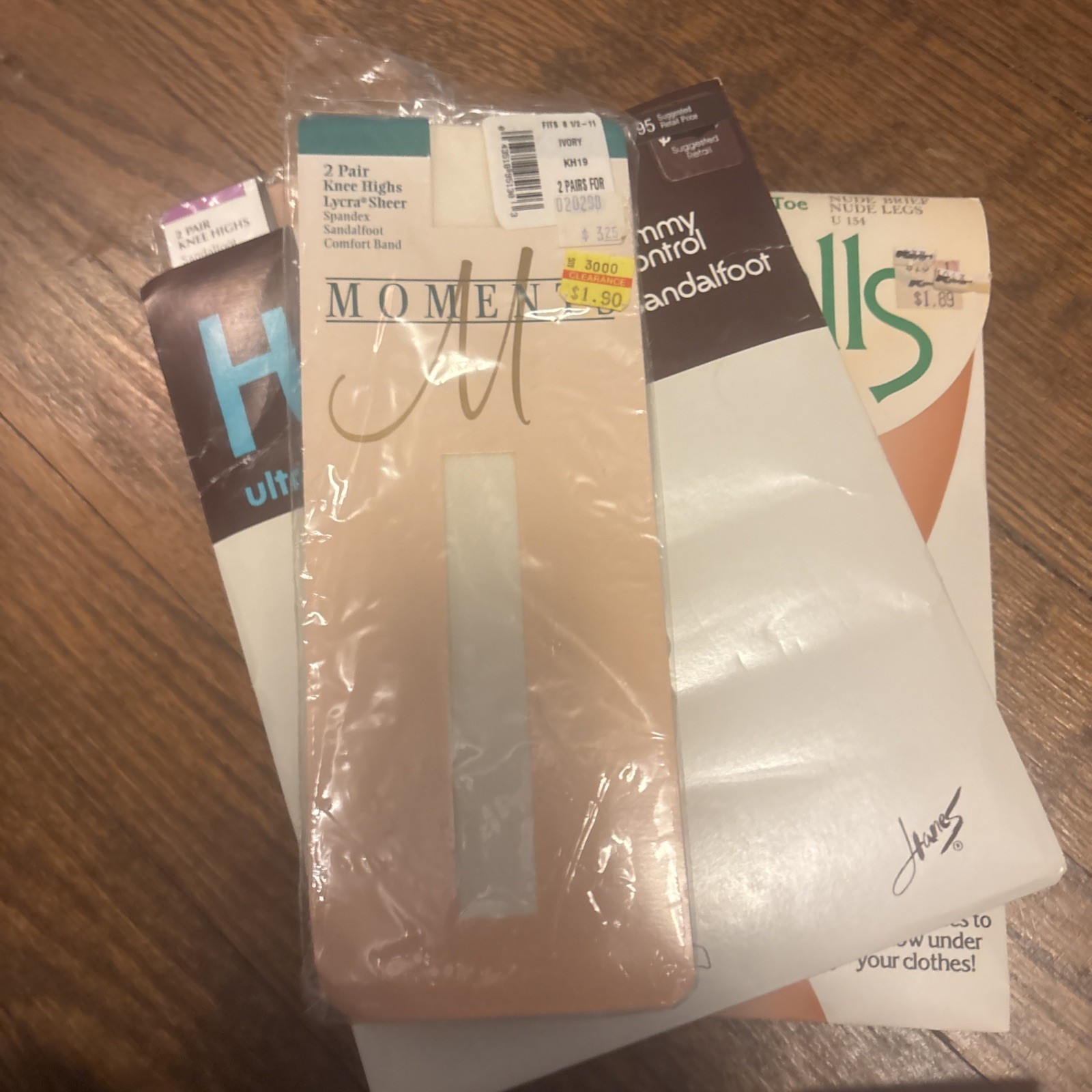Vintage Pantyhose Lot 70s 80s USA Assorted Sizes Styles 6 Pair