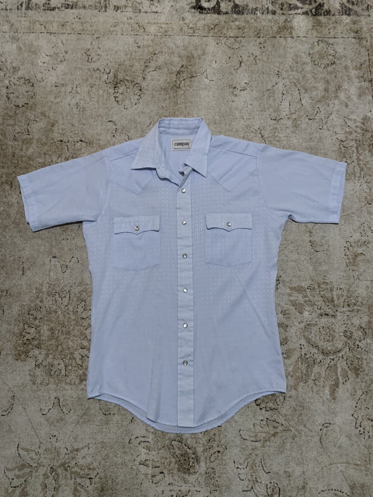 VTG 70s Campus Women’s Western Shirt 14 S 14.5 Pearl Snap Shirt USA Made
