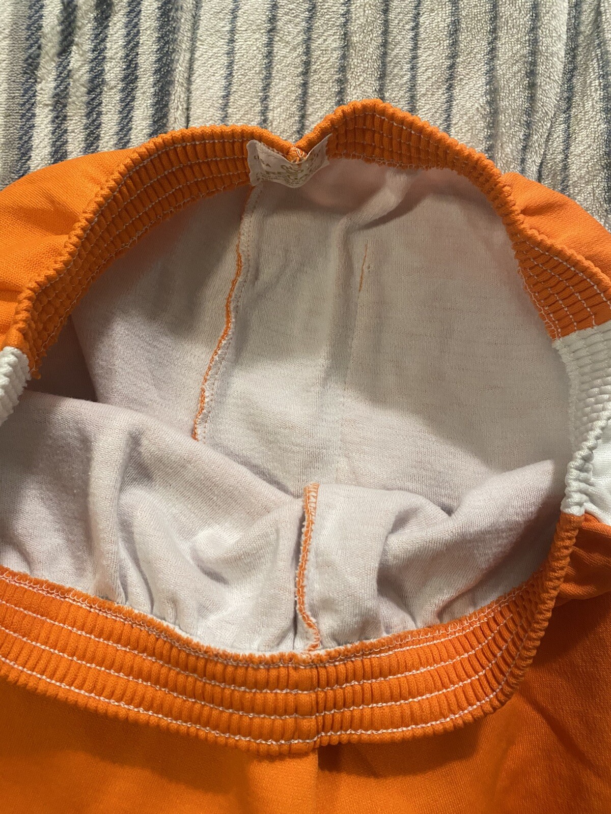Vintage 70s Regal Women’s High Waist Gym Shorts Orange & White Size XL Deadstock
