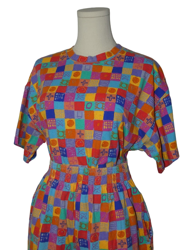 Vintage 90s Ken Done Art & Design All-over Print Shorts T Shirt Co-ord Set Sz L