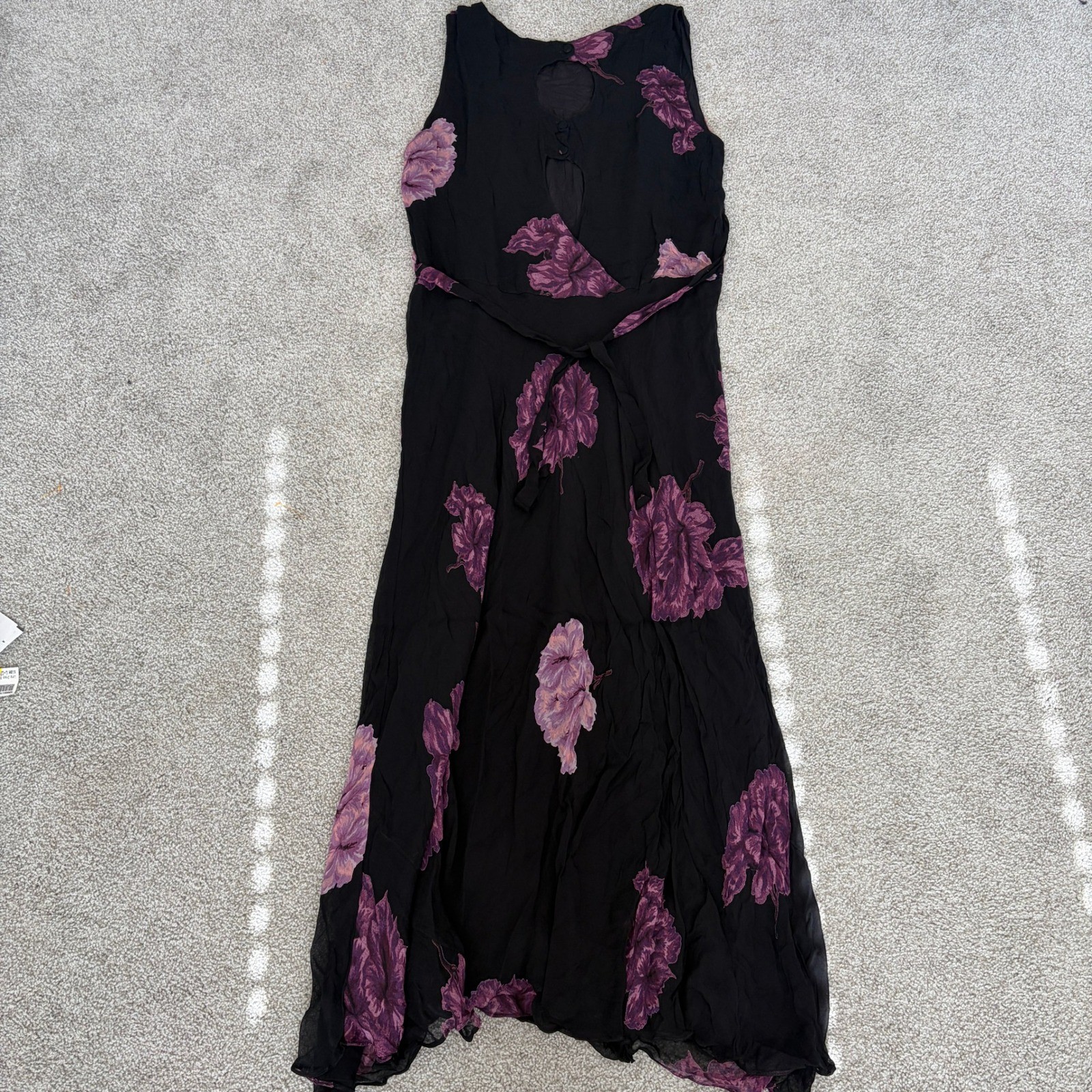 Vintage Starina Maxi Dress Womens 18 Black Purple Floral Witchy Fairy Grunge