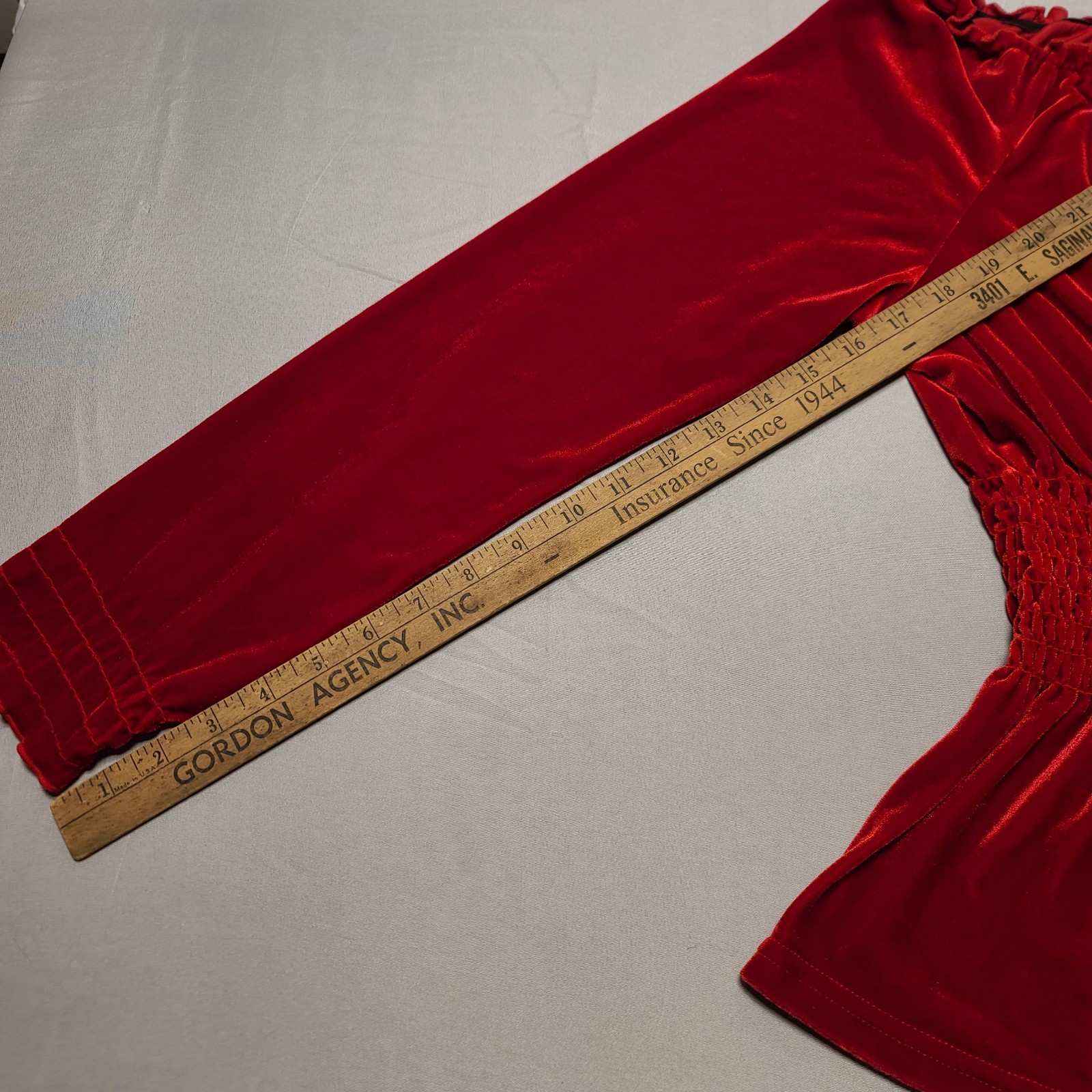 Vintage Jonden Red Velvet Blouse M Square Neck Long Sleeve Smocked Cuffs 90’s