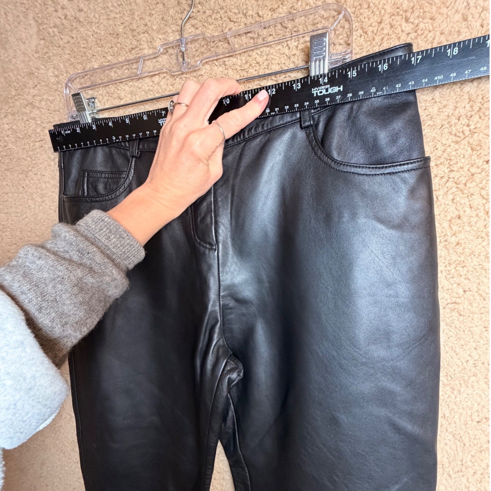 Vintage Neiman Marcus Exclusive Black Leather Bootcut Pants Women’s 12 Y2K