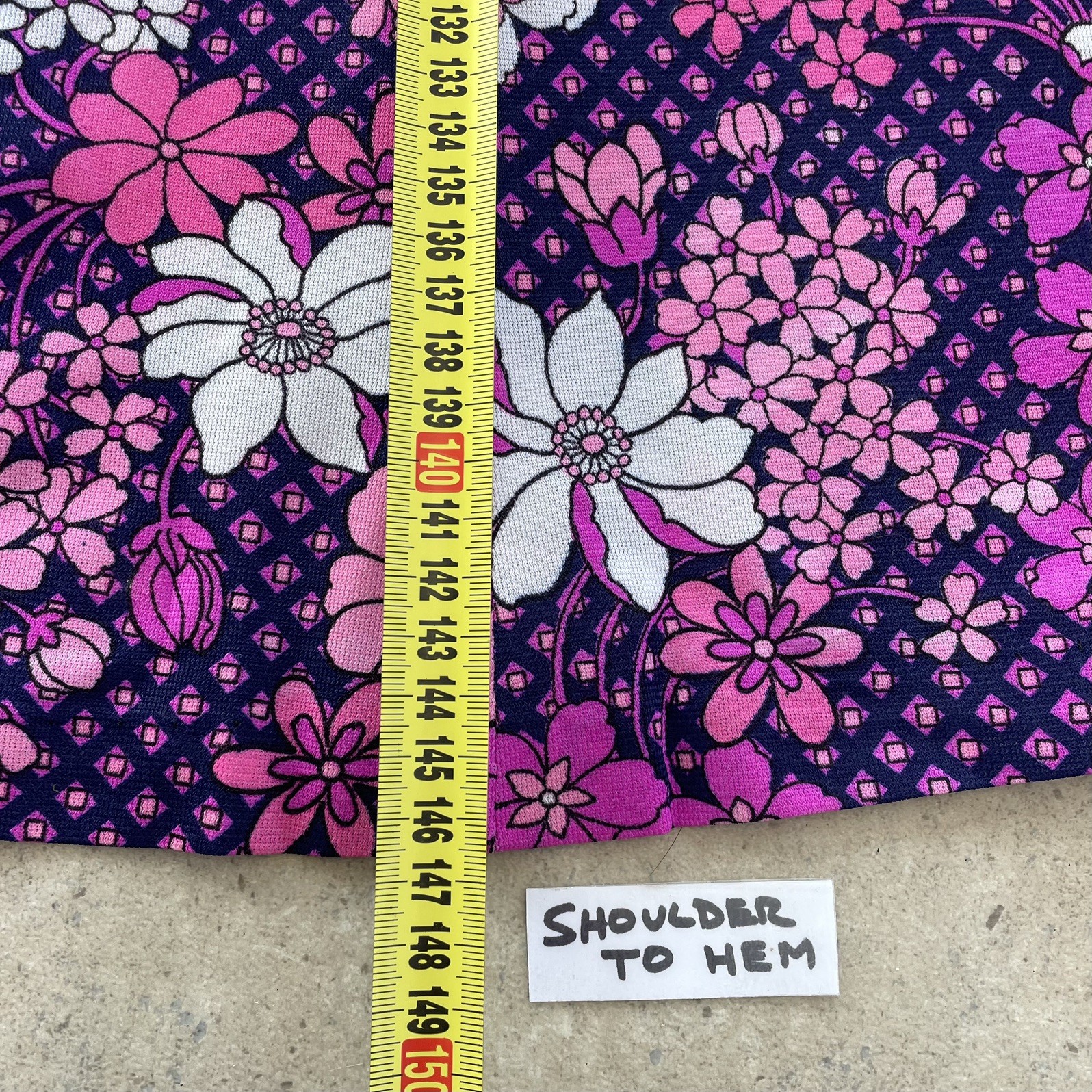 Vintage 60s Unworn size L Long Maxi Dress Pink Floral Fit and Flare
