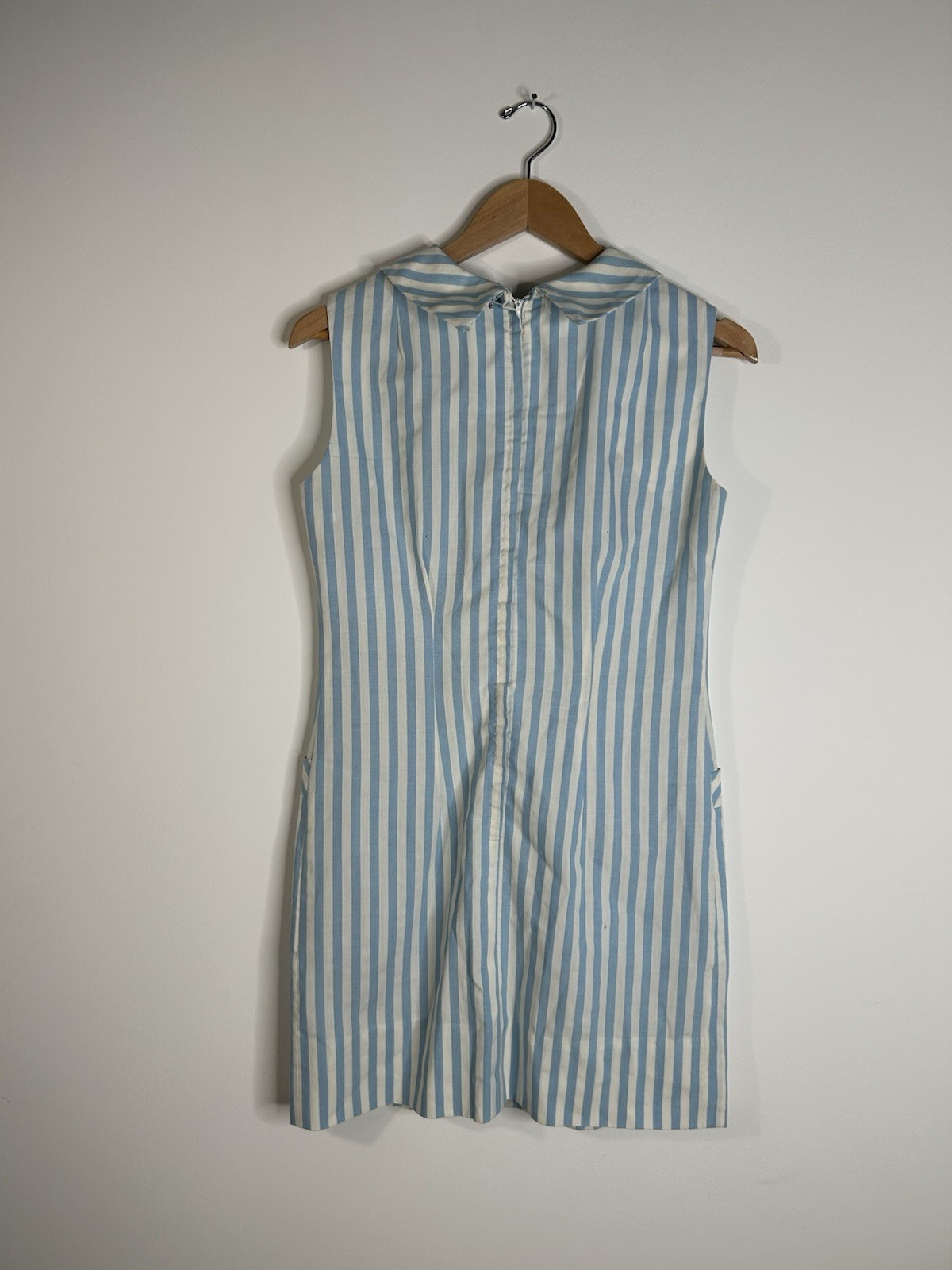 Vintage 1960’s Dress Women’s Blue Stripe Aline Everyday Casual Sleeveless
