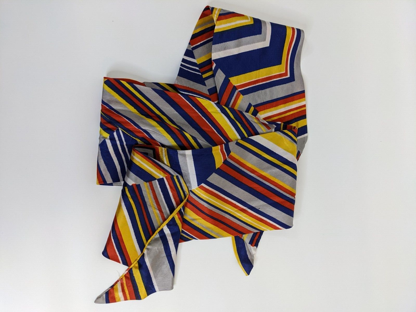 Vintage Art Deco Skinny Scarf Set Purse Hair Neck Tie Red Blue Yellow White