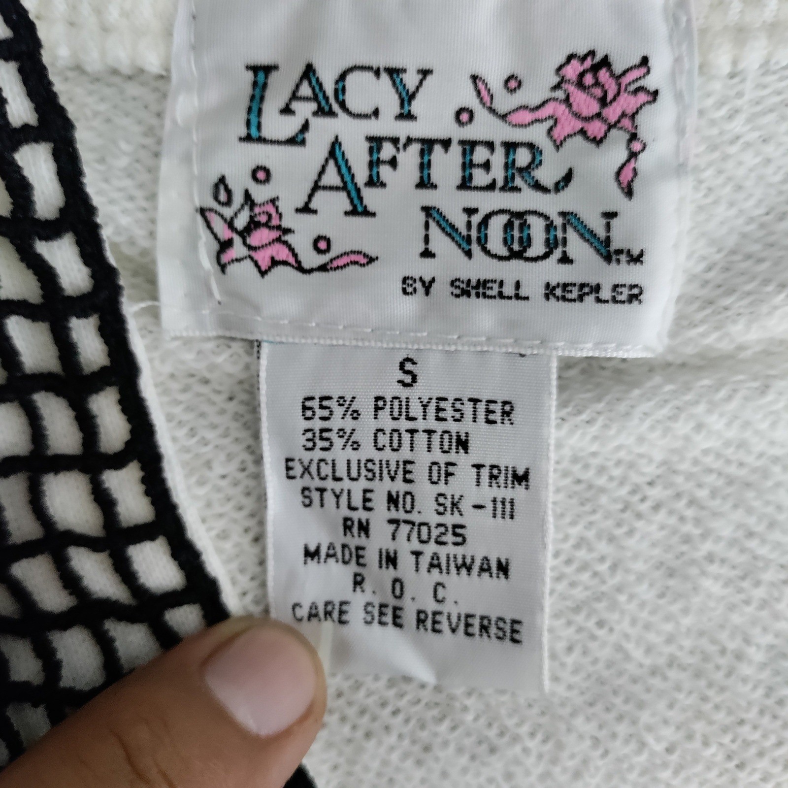 Vintage Lacy Afternoon Shell Kepler Floral Rosette Duster Cardigan White Small