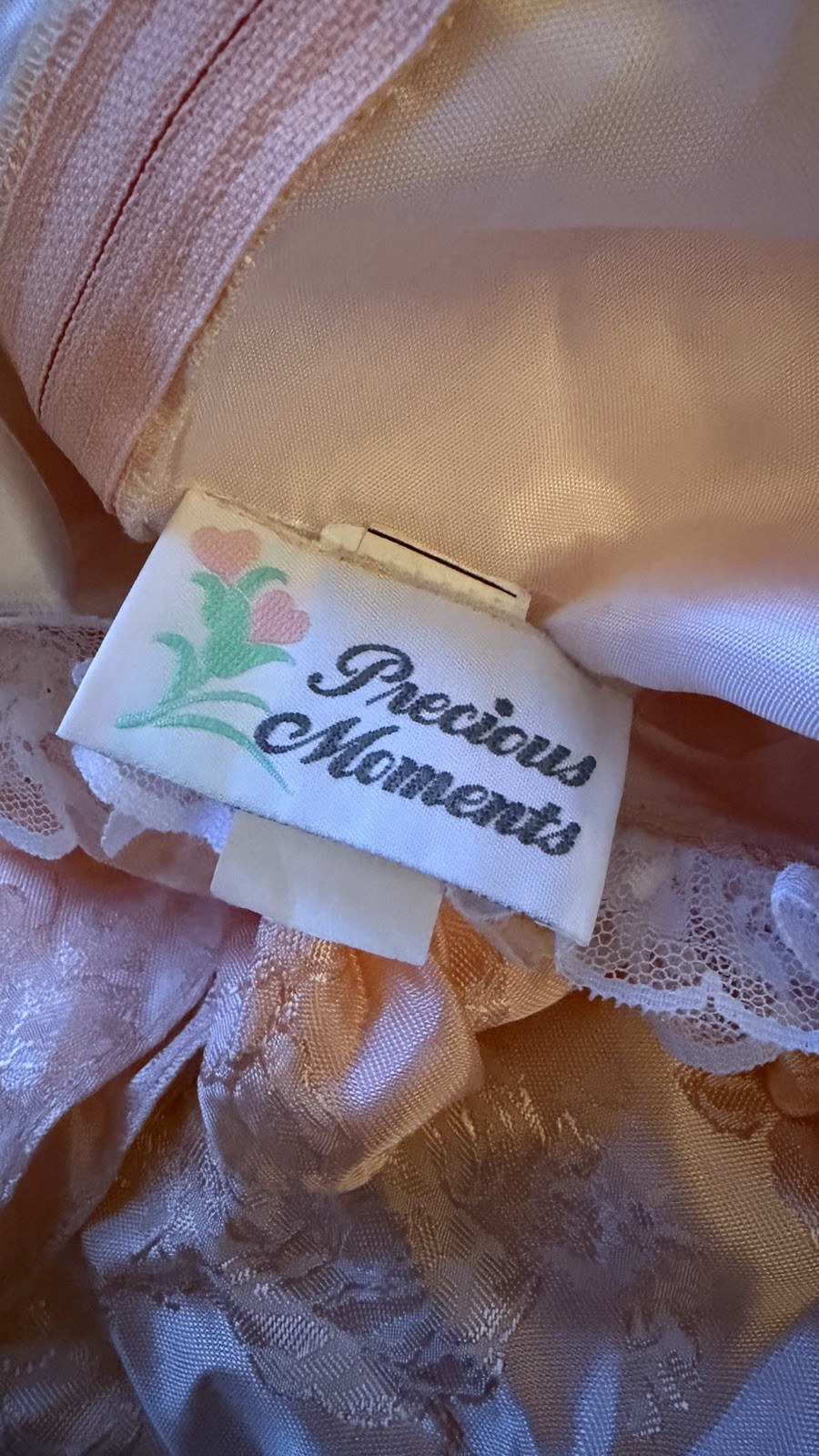 Precious Moments 1980s Peach Dress With Ruffles And Lace Size 7/8