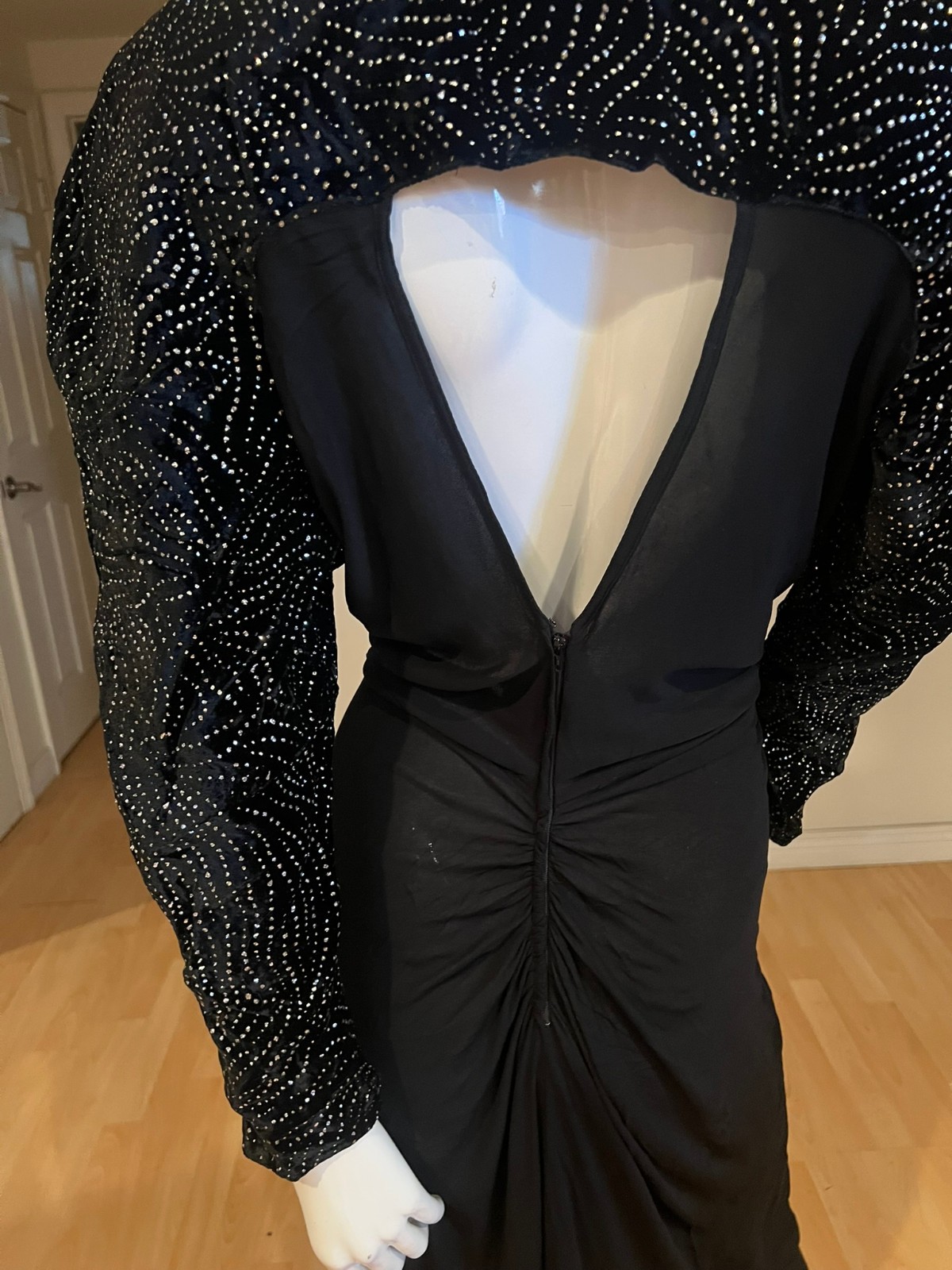 80’S VINTAGE HIDY MISAWA PLUNGE NECKLINE CUT OUT BACK COCKTAIL DRESS SZ M / 12