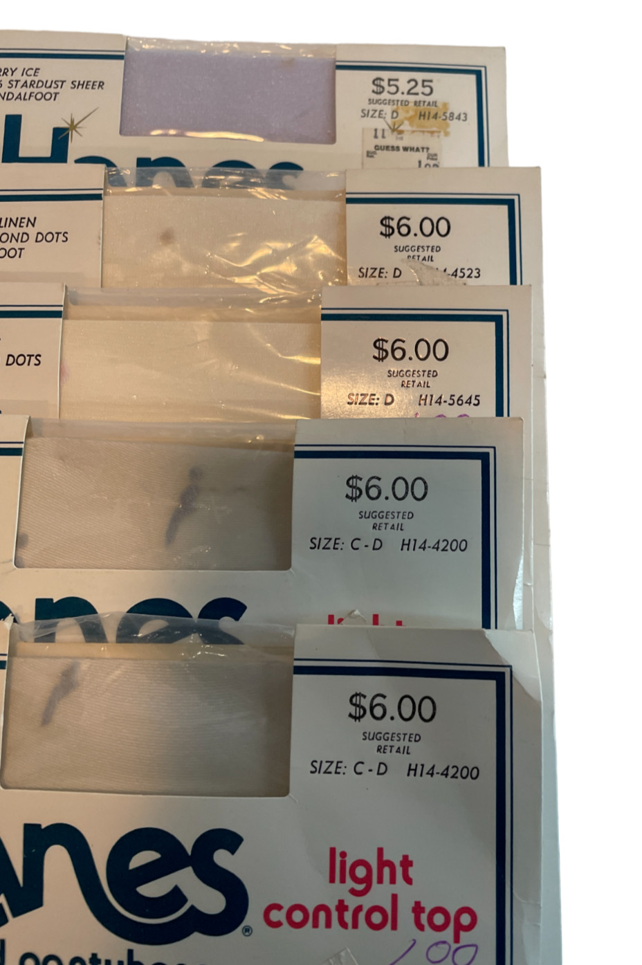 Hanes Textured Pantyhose Size C-D, D Stardust Light Control Top 5 pairs