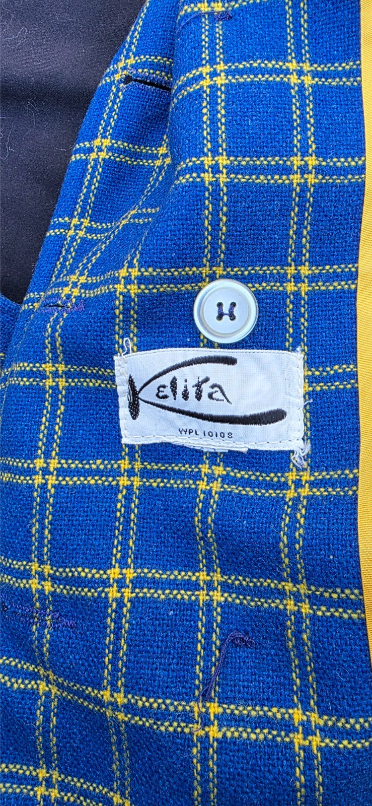 Vintage blue and yellow plaid skirt suit from Kelita size xs
