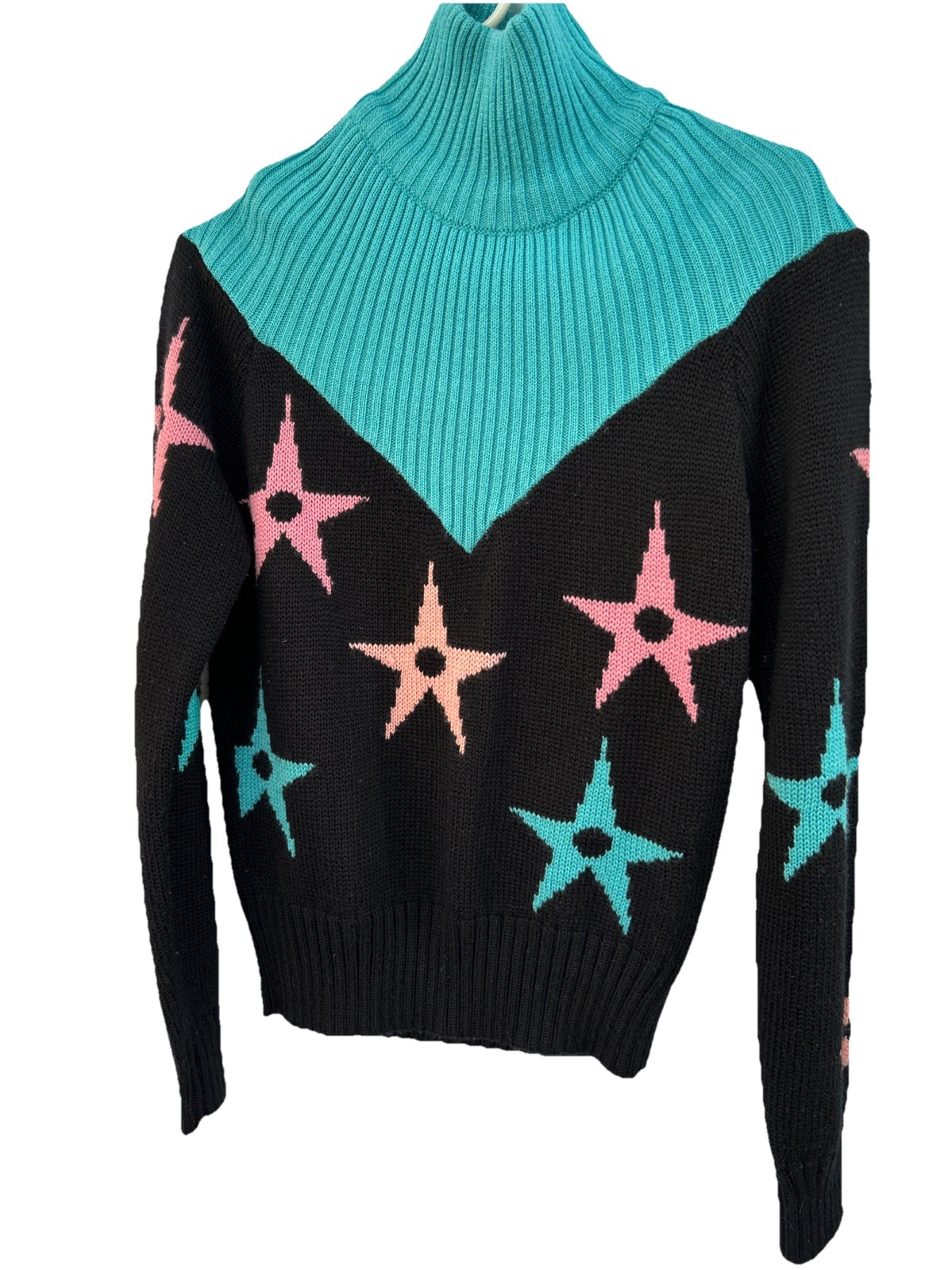 Vtg 80’s Hermans Wool Blend Pink & Blue Stars Skate Streetwear Medium Women
