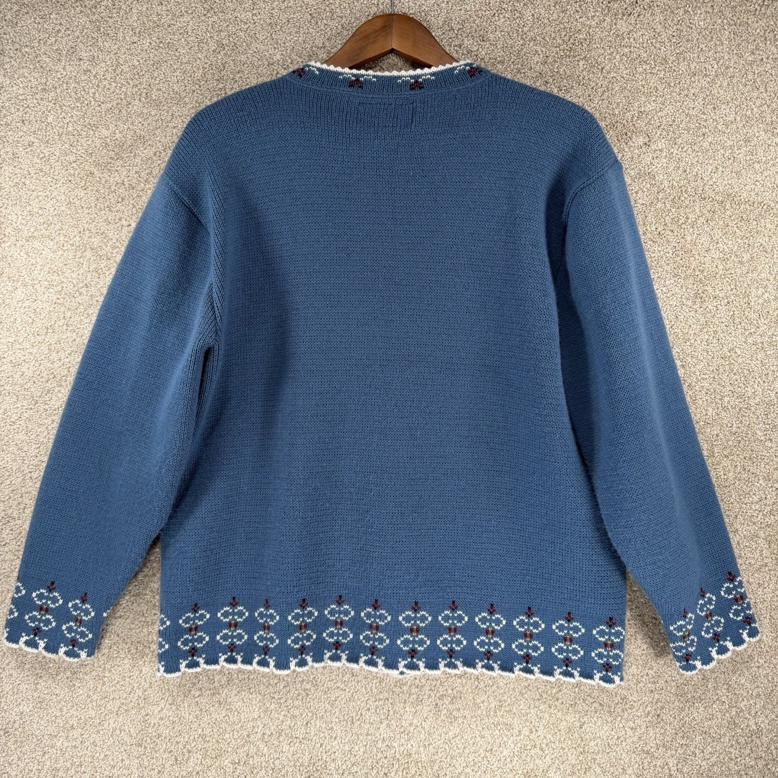 Jersild Cardigan Sweatee Sz 1X Nordic Cottage Core Fair Isle Blue Coquette USA