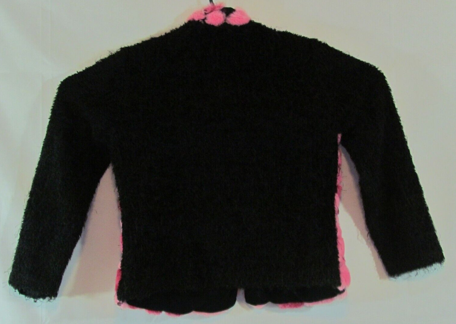 Vintage Hanalori Size Small Faux Fur Jacket Light Weight USA Made Black/Pink