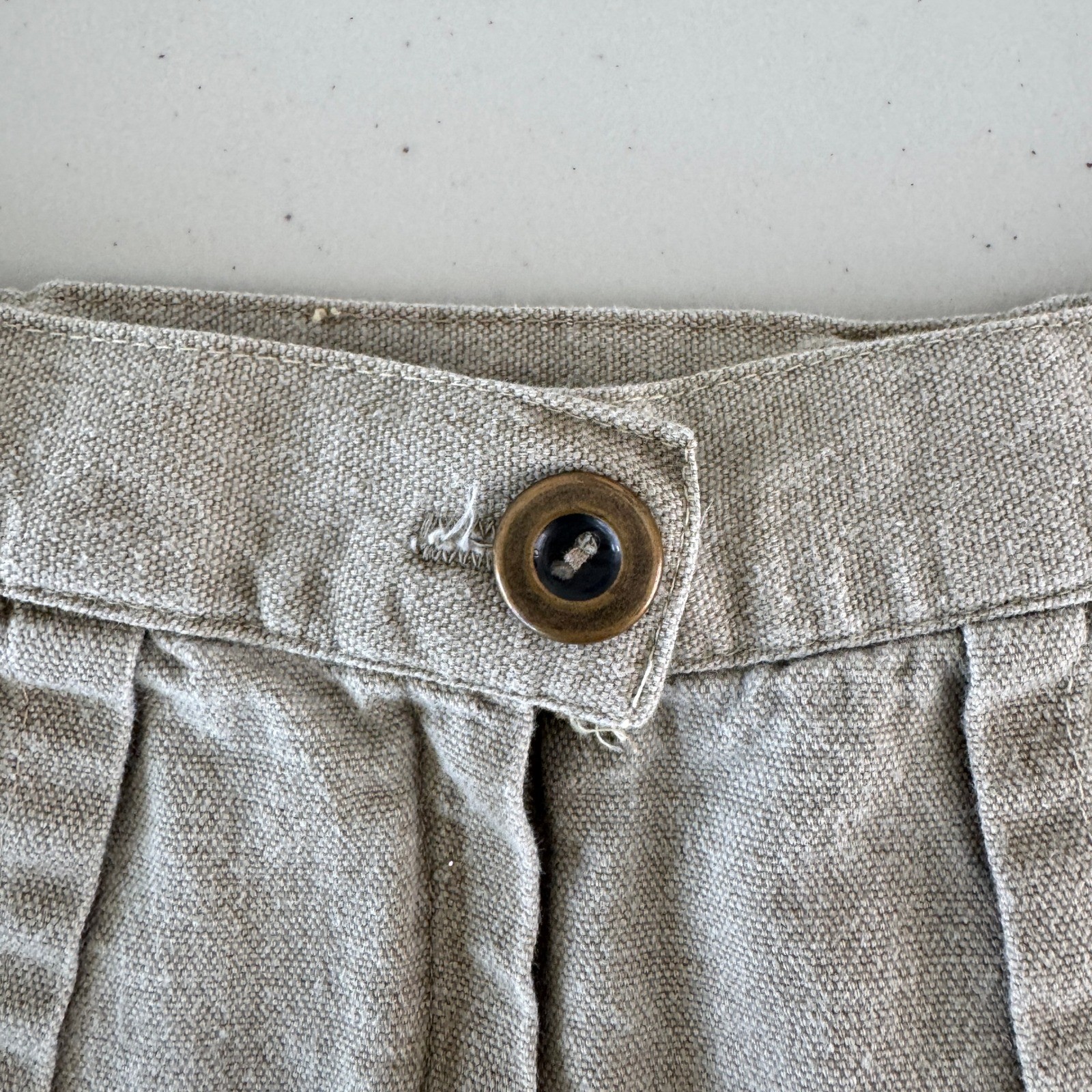 Vintage 90s High Waist Cotton Canvas Midi Skirt S Pleated Coastal Minimalist USA