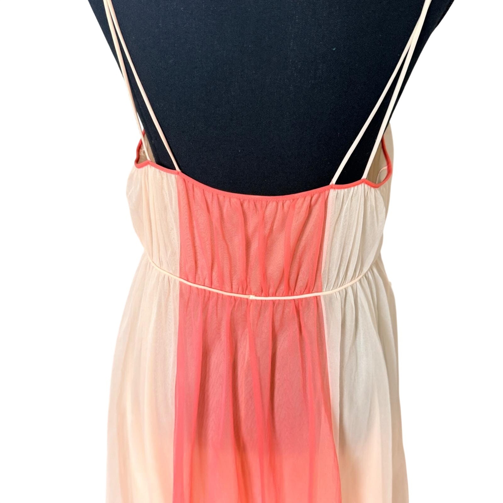 VTG 1950’s Original Vanity Fair Coral/Light Pink Sheer Nylon Size 36 Night Gown
