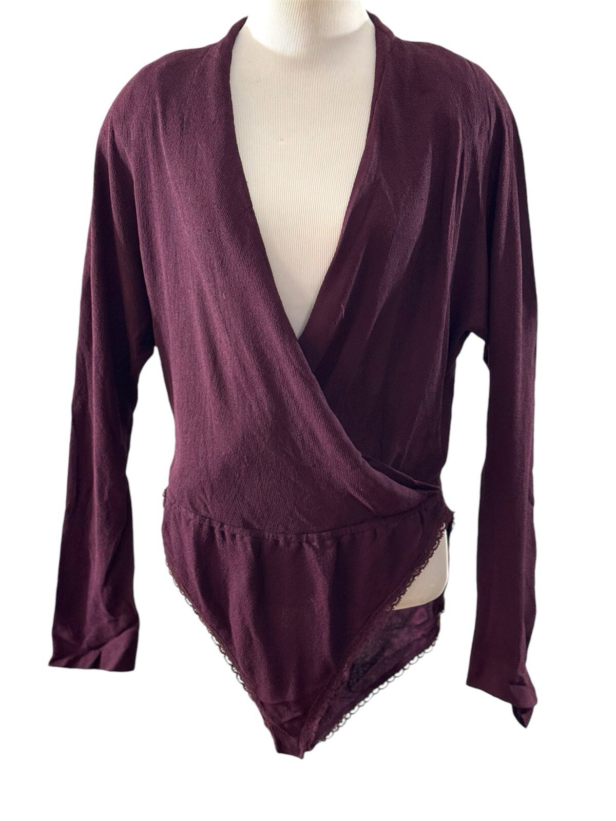 1990’s Eggplant Purple V Neck One Piece by Donna Karan New York
