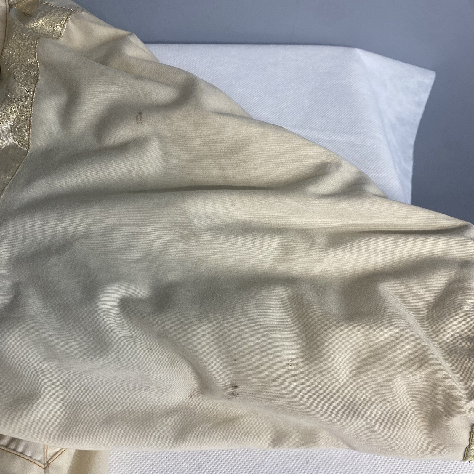 Vtg J. Gallery Puffer Jacket Coat Medium Beige Green Retro Bomber 80s Flaw