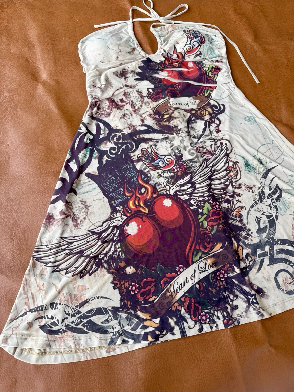 Vtg Y2K HeartOfLove Dress,SzM,1990’s EdHardy Look 90’s,1990’s,StrangerThings Era