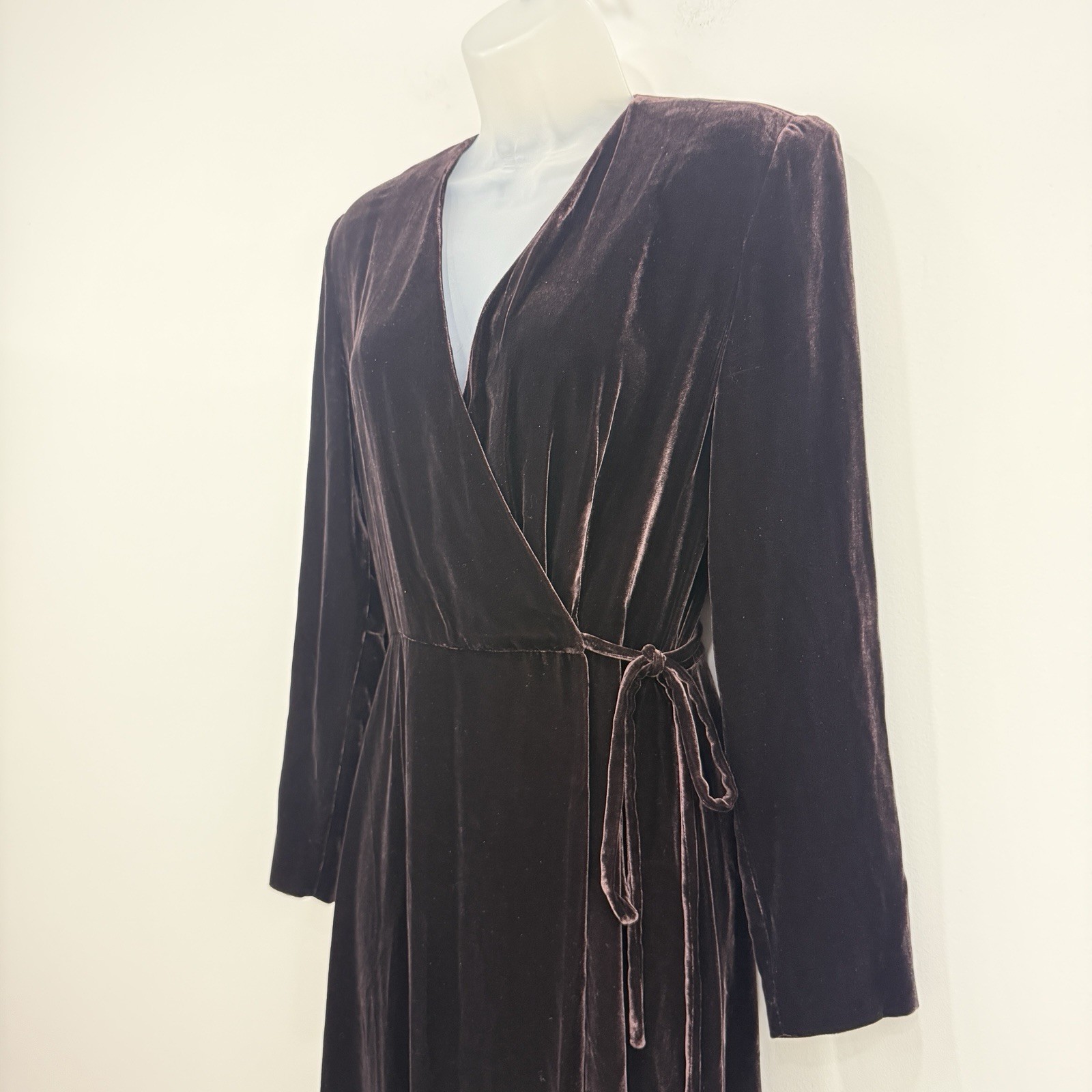 VTG Barry Bricken Silk Velvet Dress 4 Brown Whimsigoth Maxi Elegant Event Wrap