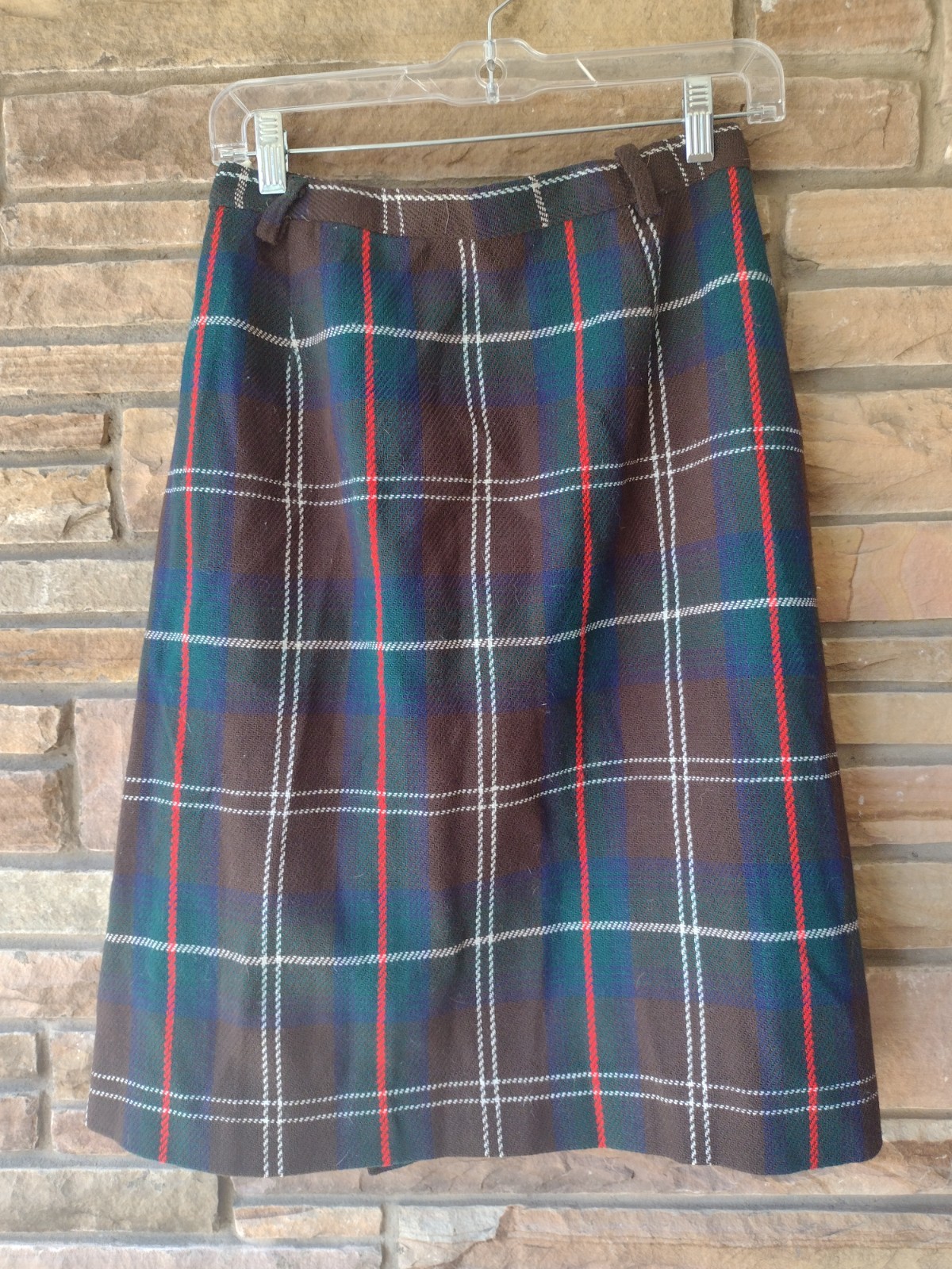 Vintage Preppy 70s Summit Of Boston Plaid Wool Skirt Heritage Dark Academia Sz S