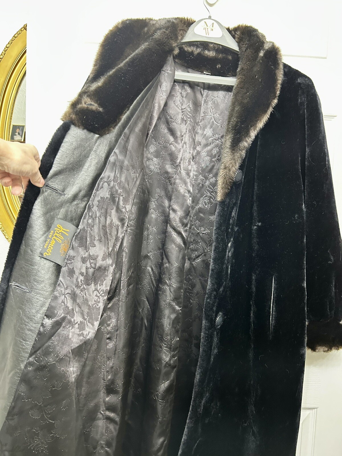 Vintage HILLMOOR-New York Luxury Brown/Black FAUX FUR Jacket COAT~Fits XL/2X
