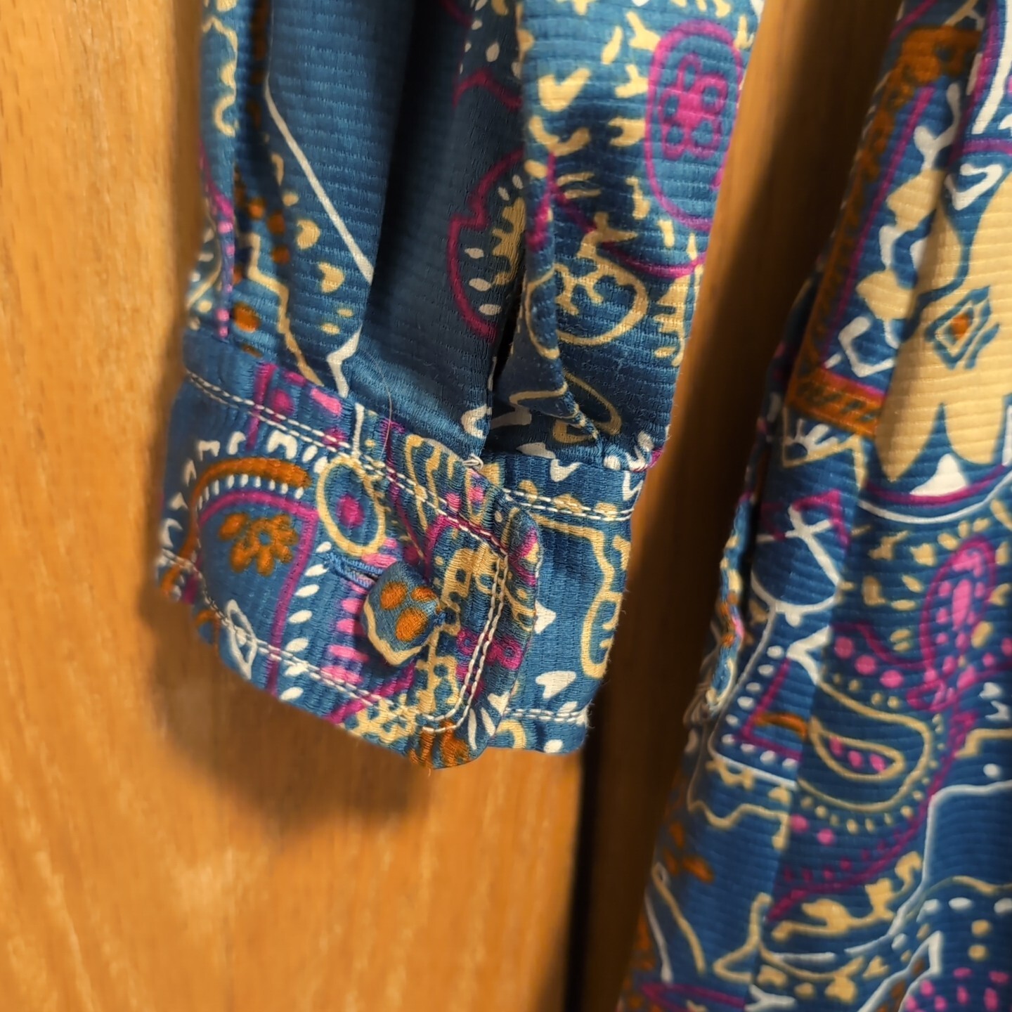 Vintage 1970s McMullen Shirtwaist Dress Blue Paisley Pattern Designer Big Collar