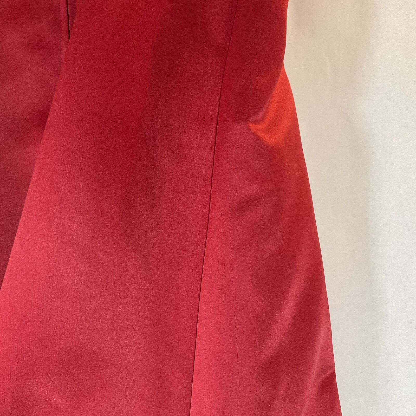 Vintage Let’s Fashion Embroidered Red Prom Formal Dress Gown Size Lg w/ Wrap USA