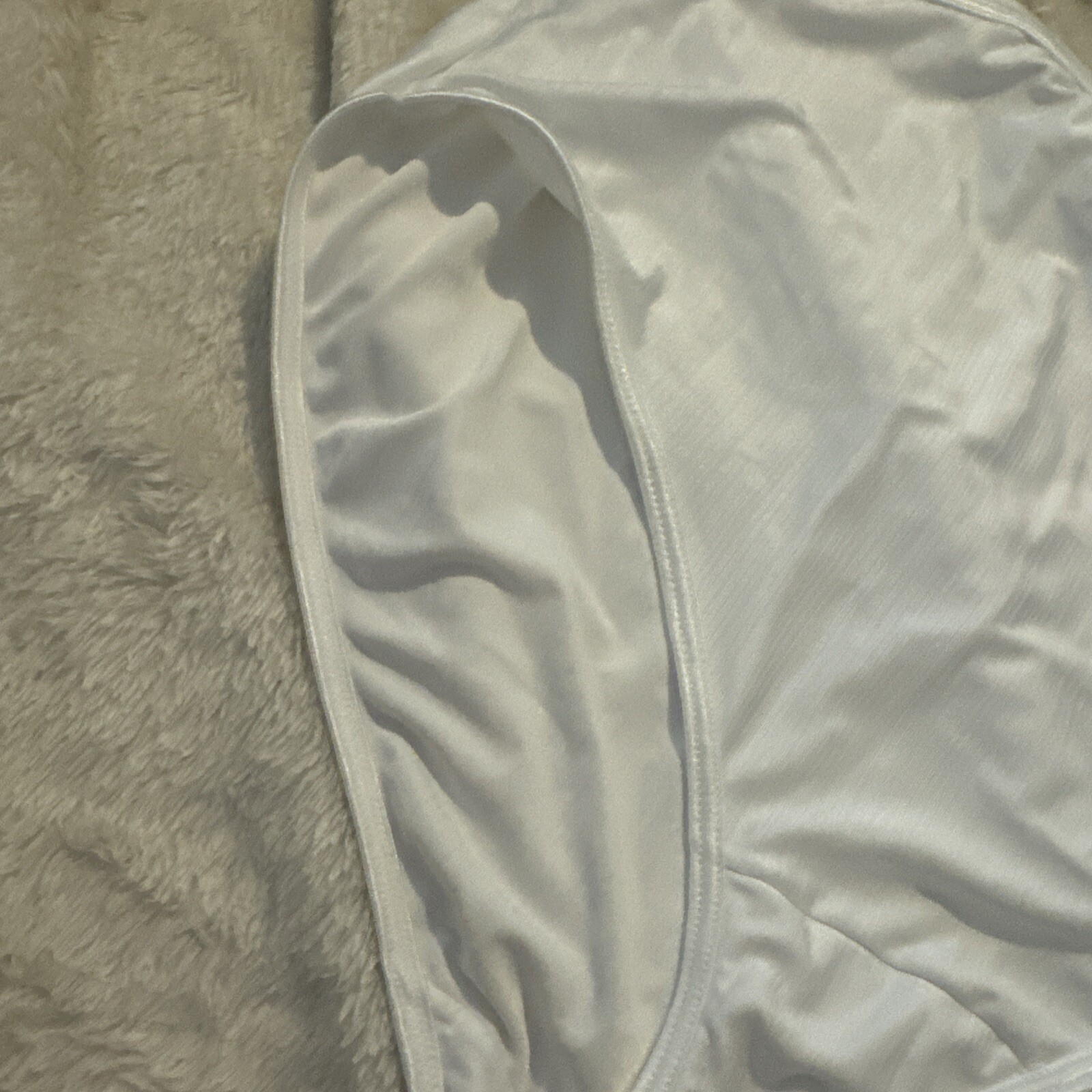 Vintage VANITY FAIR Brief PANTY WHITE Satin NYLON Stretch Second Skin 10/ 3XL