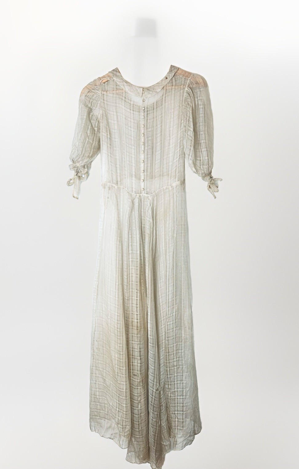 1930’S Dress Overlay Sheer Silk Chiffon Gray 52” Long, 26”waist, 32” Bust AS-IS