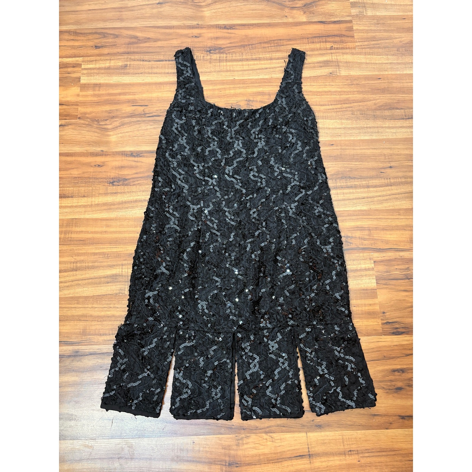 Extra Large 1980s Vintage Sequined Carwash Hem Mini Dress by HW Collections