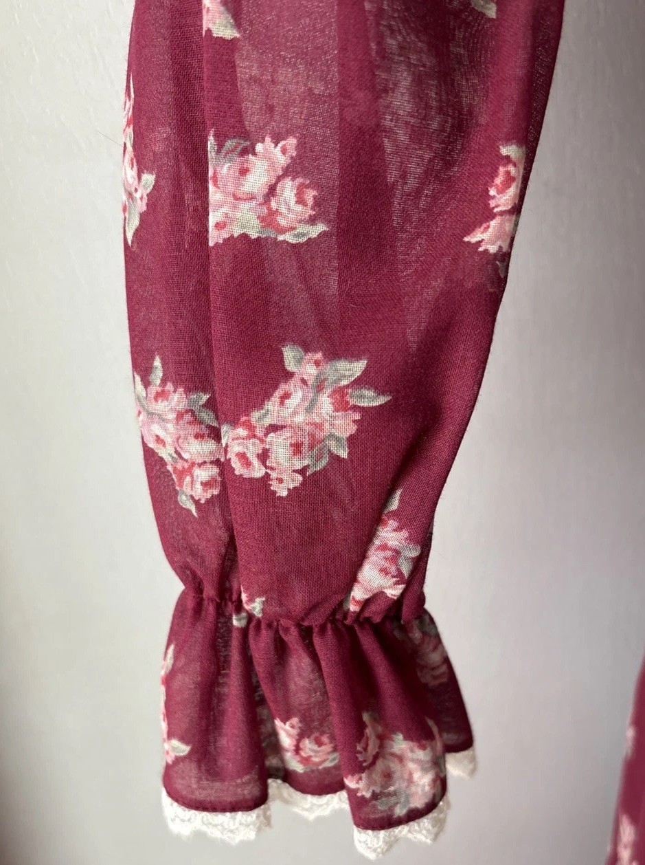VTG Candi Jones California Prairie Dress High Neck Maxi Cottagecore Lace SZ 2/4