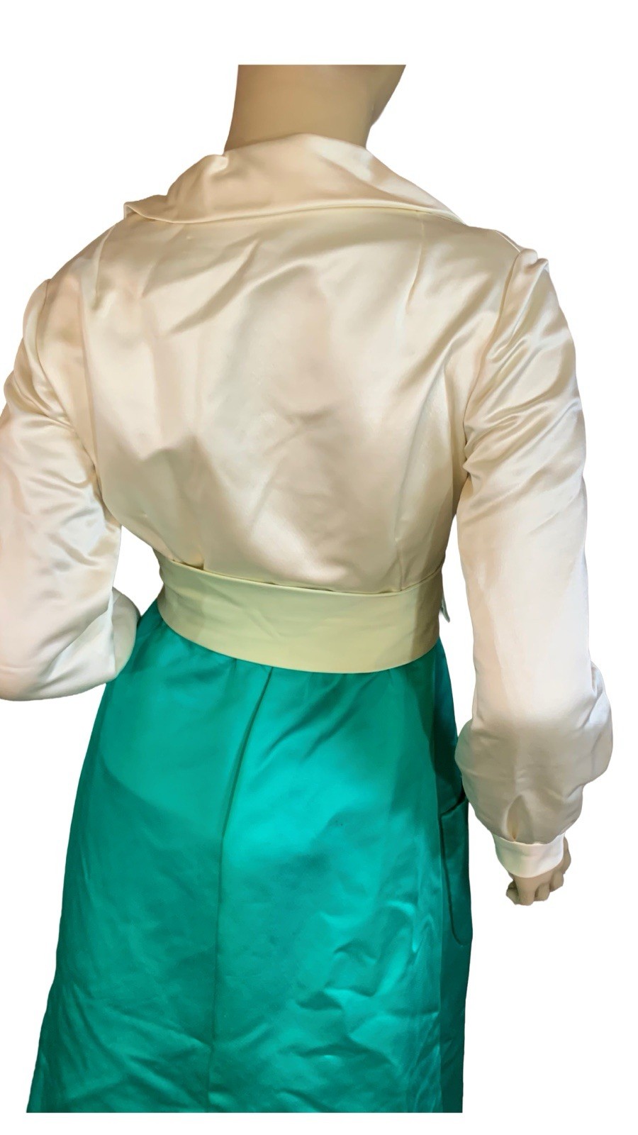 VINTAGE 1960’s GREEN & CREAM MOLLIE PARNES BOUTIQUE DRESS SZ APPX SM